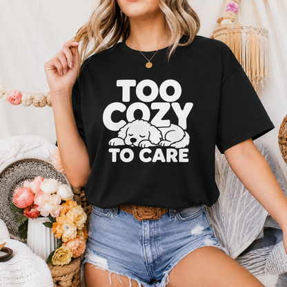 Too Cozy to Care Dog T-Shirt, Funny Sleeping Dog Graphic Tee