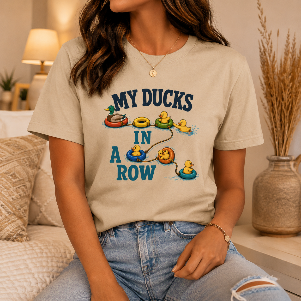 Funny Ducks In A Row T-Shirt, Cute Duck Graphic Tee