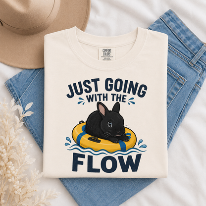 Just Going With the Flow Bunny T-Shirt, Funny Rabbit Graphic Tee