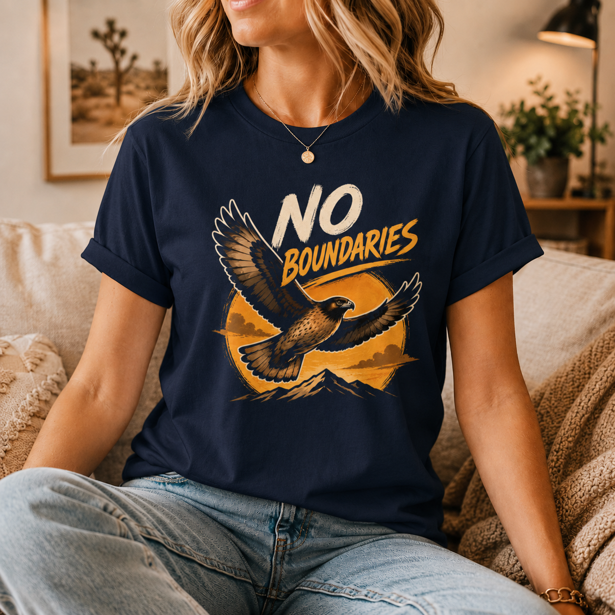 No Boundaries Hawk T-Shirt, Inspirational Bird Graphic Tee