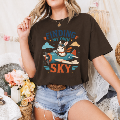 Finding My Own Sky Bunny T-Shirt, Rabbit Pilot Graphic Tee