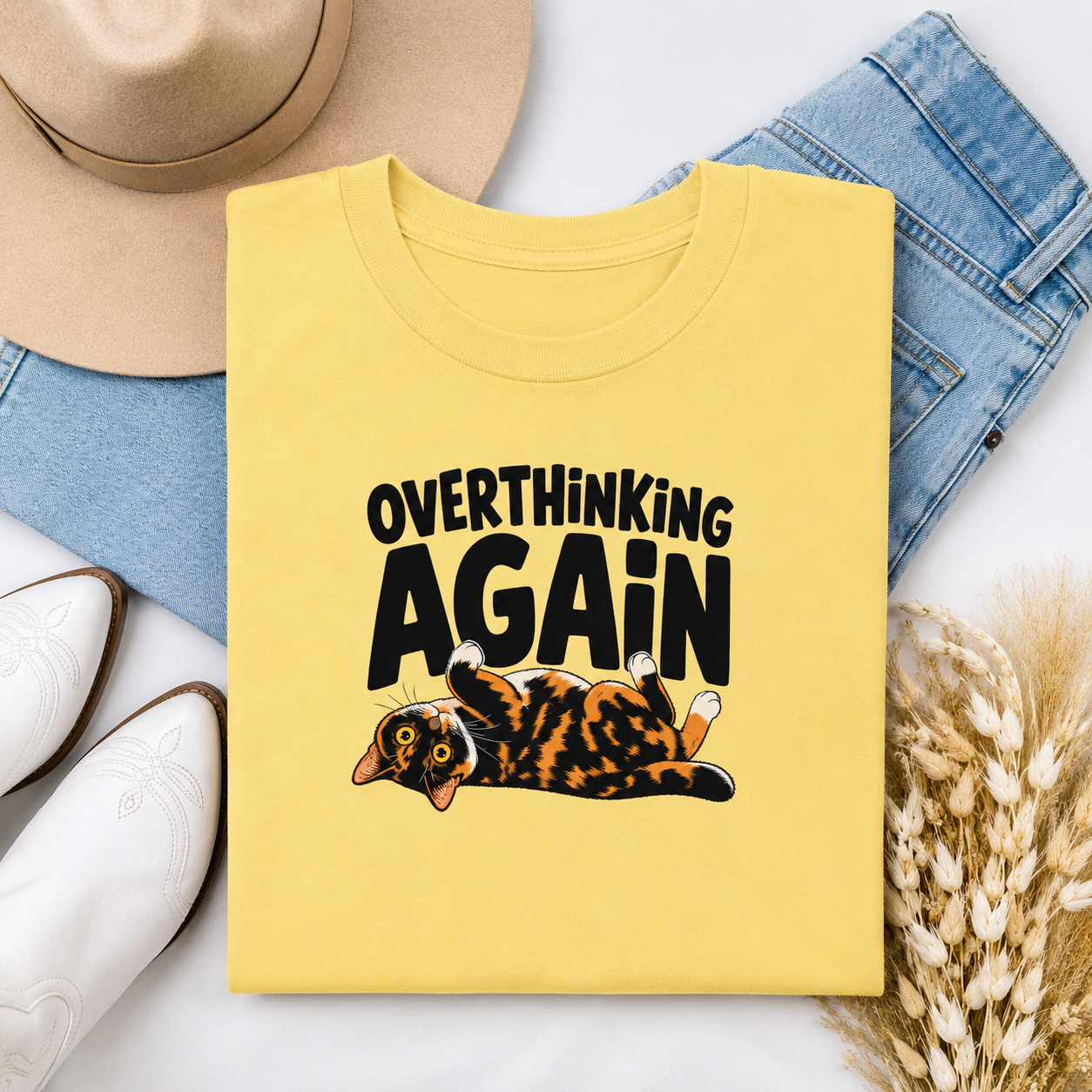 Funny Cat Overthinking T-Shirt, Overthinking Again Shirt