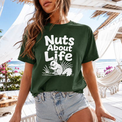 Nuts About Life Squirrel T-Shirt, Funny Animal Graphic Tee