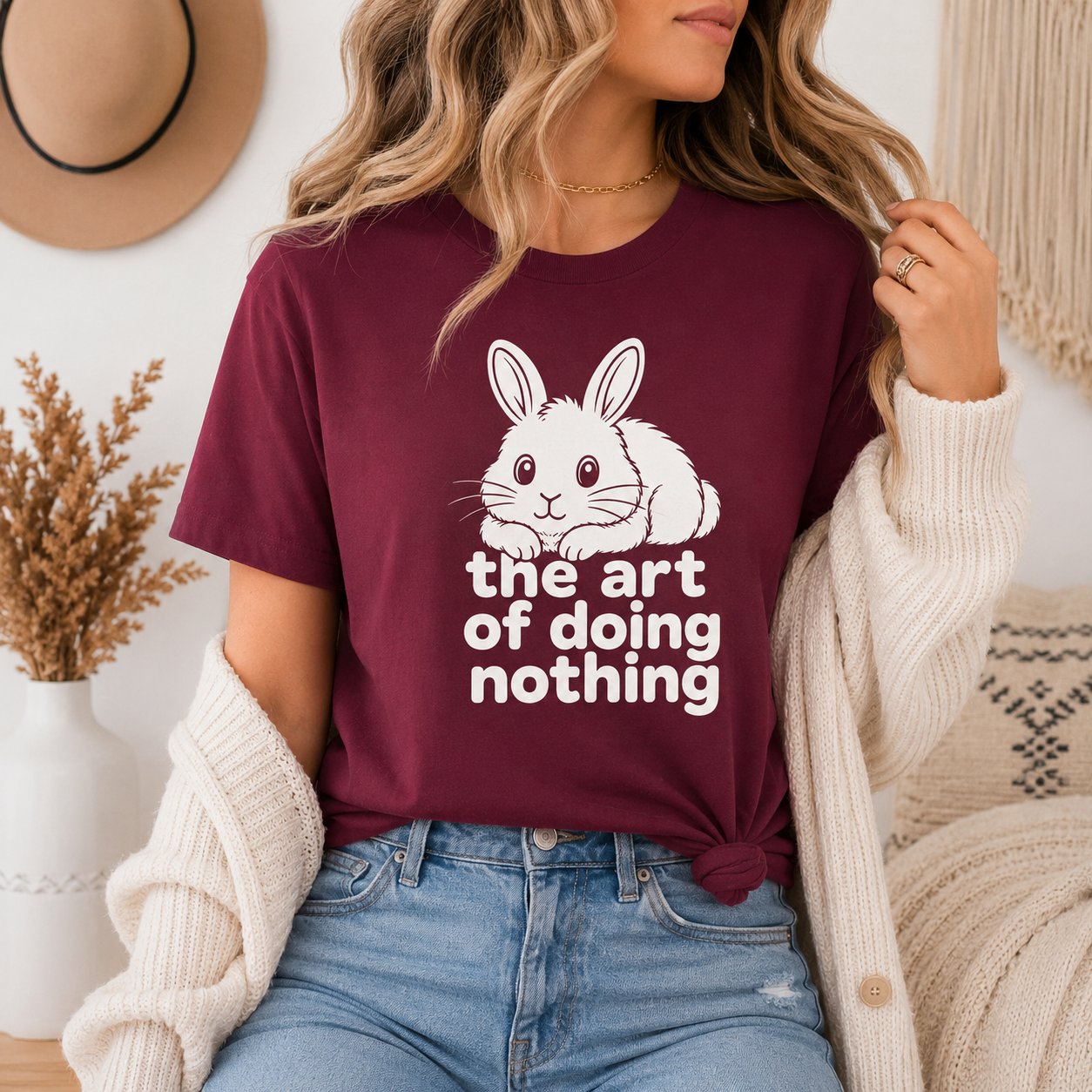 The Art of Doing Nothing Bunny T-Shirt, Funny Rabbit Graphic Tee