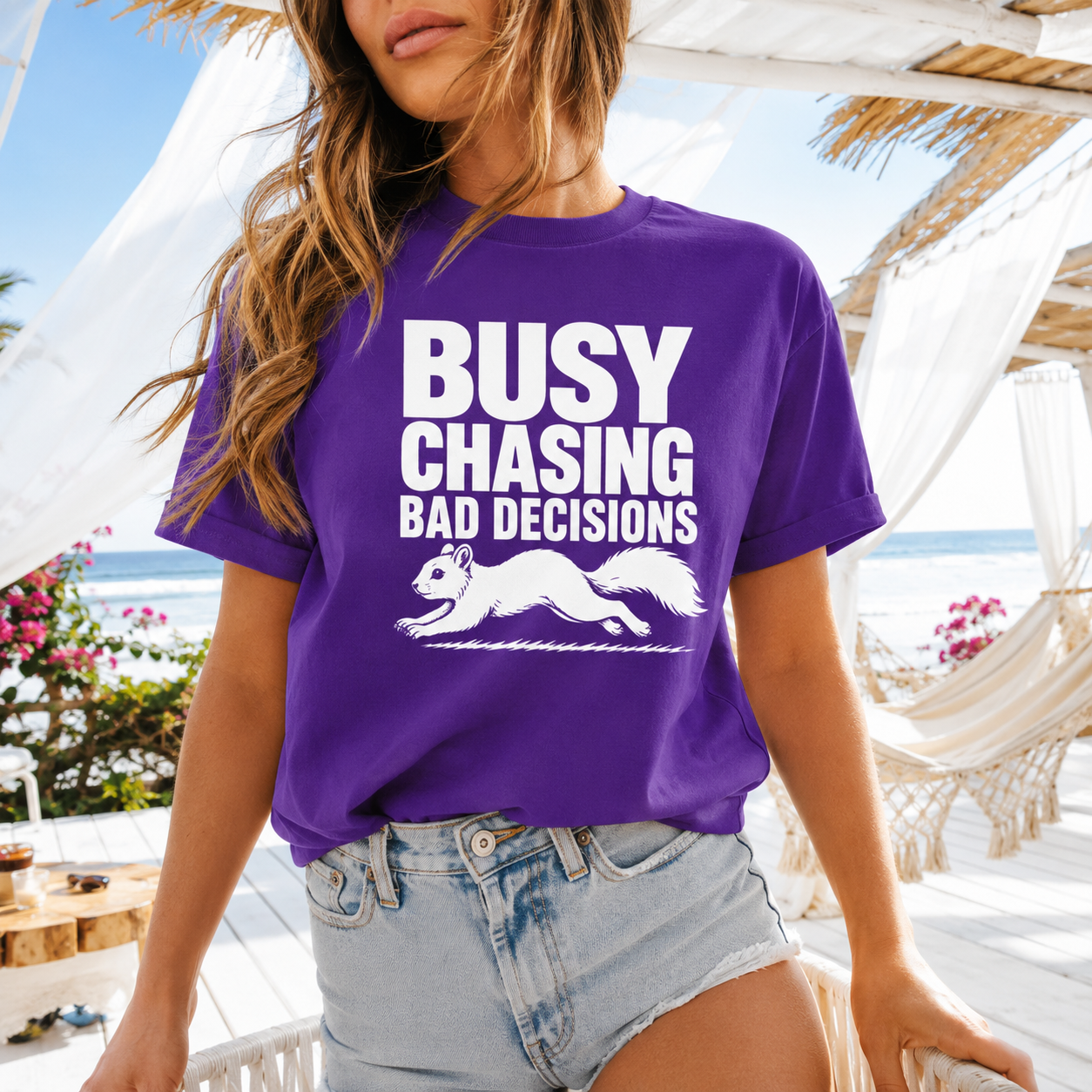 Busy Chasing Bad Decisions Squirrel T-Shirt, Funny Wildlife Tee