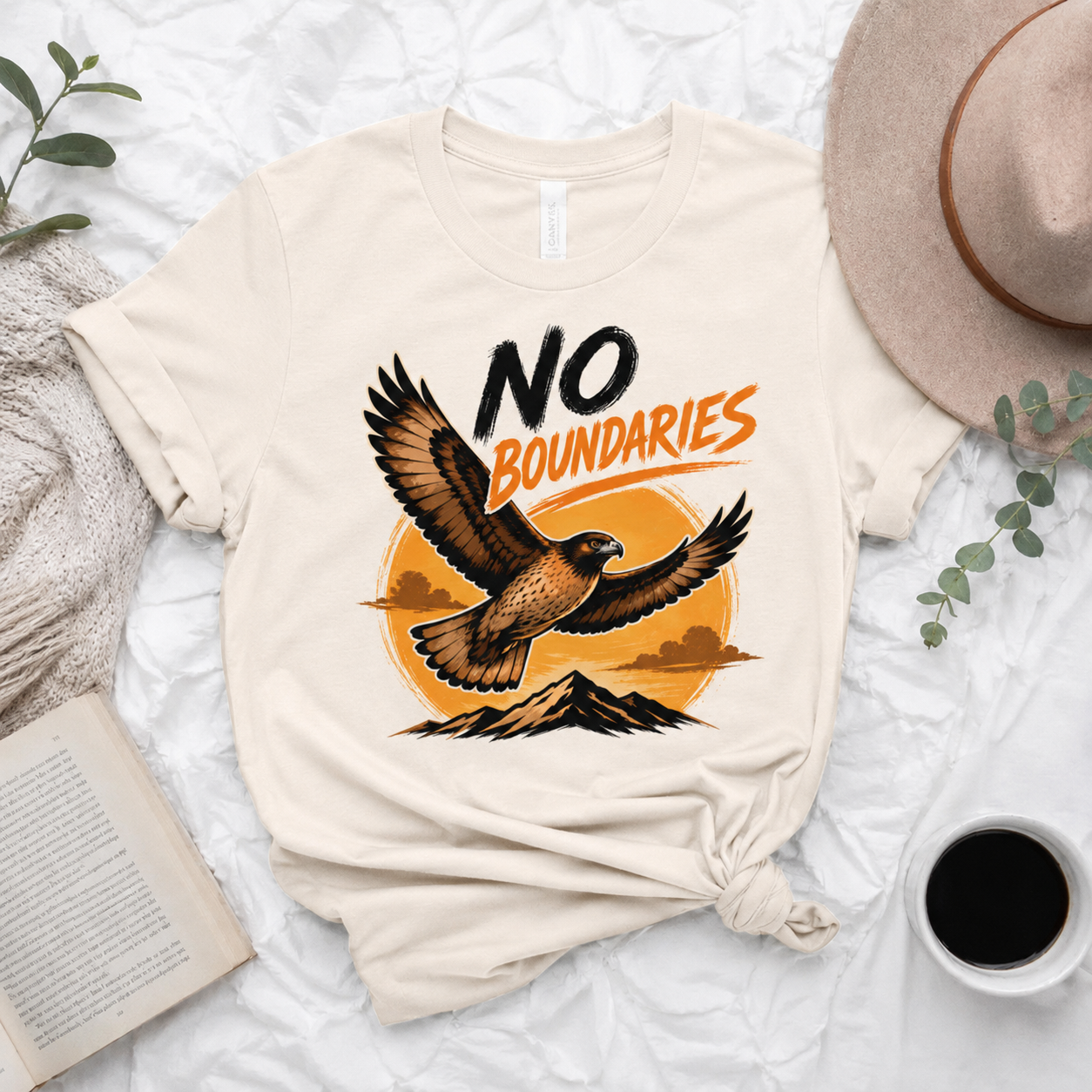 No Boundaries Hawk T-Shirt, Inspirational Bird Graphic Tee
