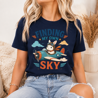 Finding My Own Sky Bunny T-Shirt, Rabbit Pilot Graphic Tee