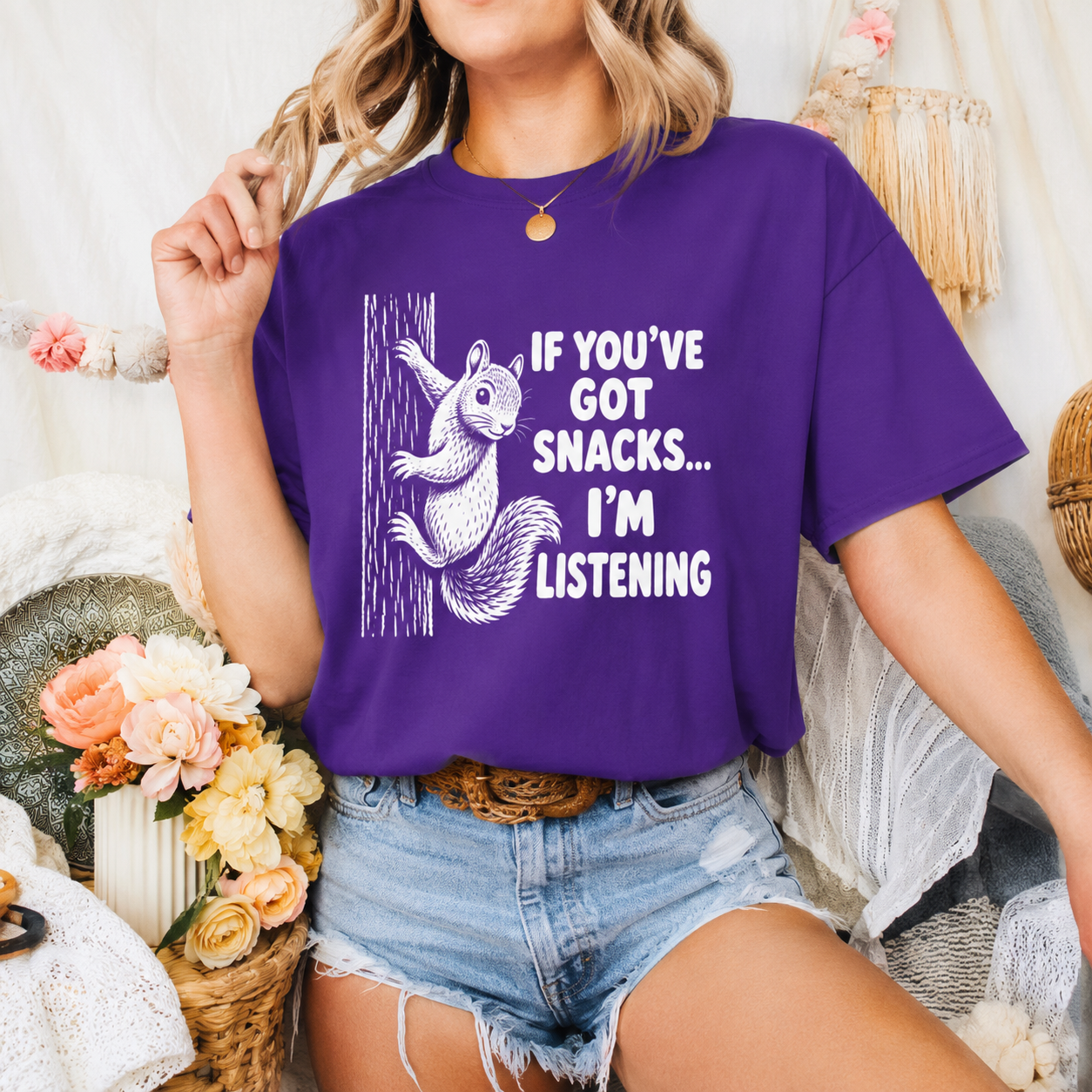 If You’ve Got Snacks I’m Listening Squirrel T-Shirt