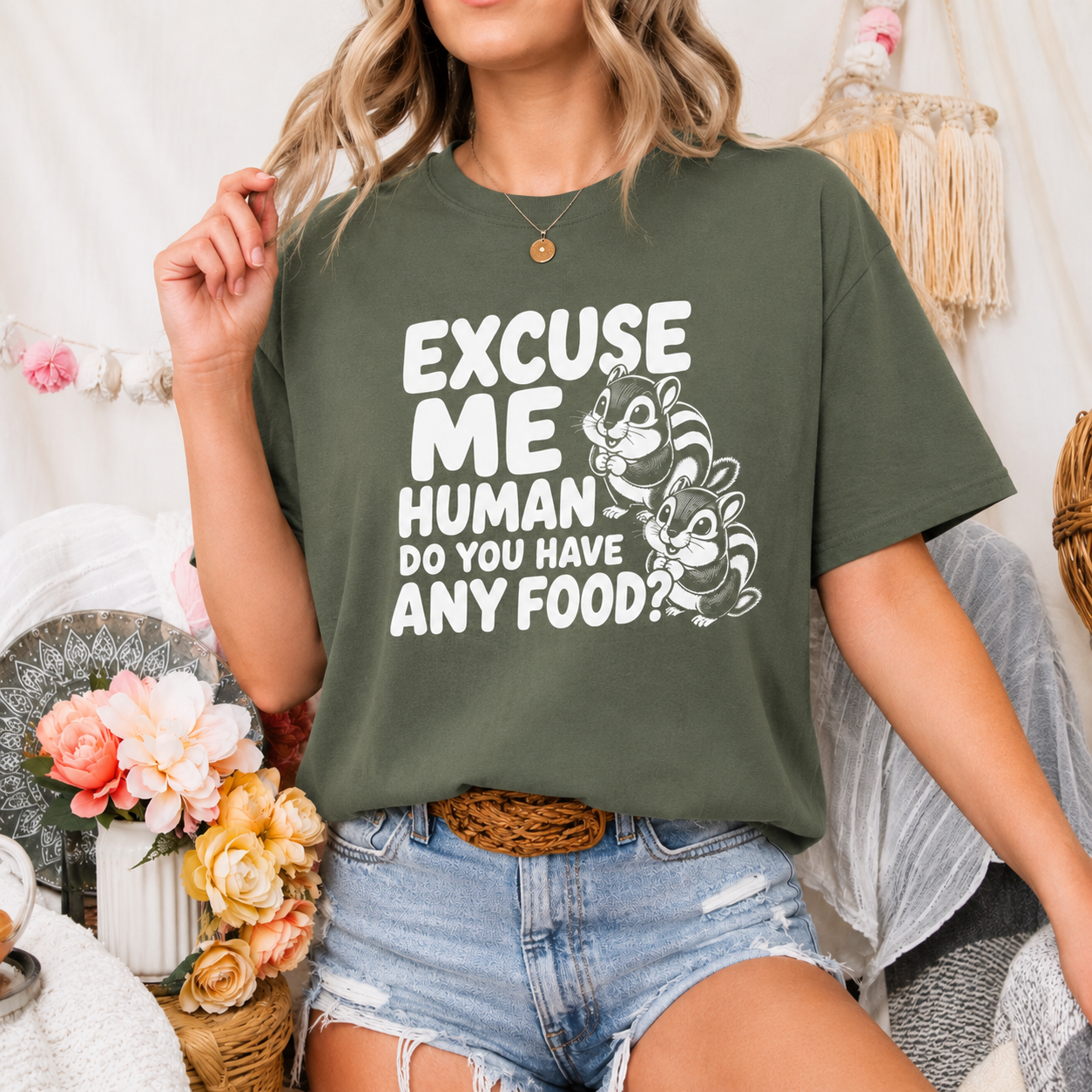 Excuse Me Human Chipmunk T-Shirt, Funny Wildlife Graphic Tee
