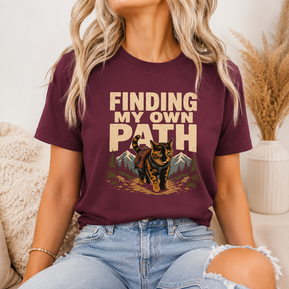 Finding My Own Path Cat T-Shirt, Adventure Hiking Graphic Tee