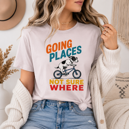 Going Places Dog T-Shirt, Funny Cycling Graphic Tee