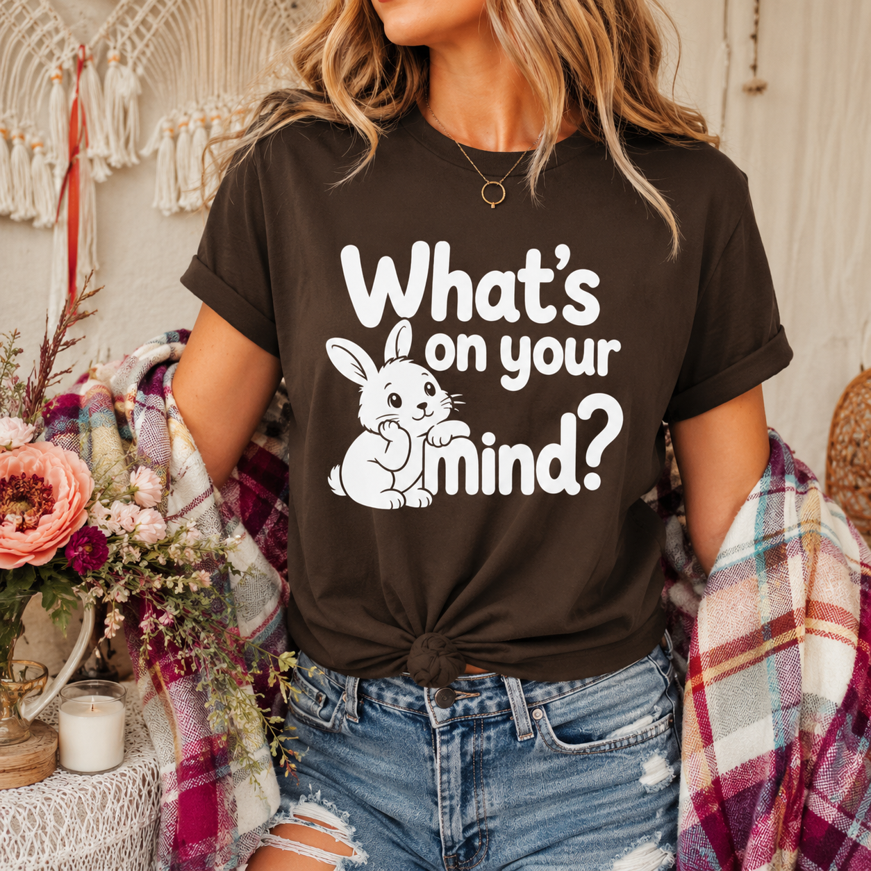 What’s on Your Mind Bunny T-Shirt, Cute Rabbit Graphic Tee
