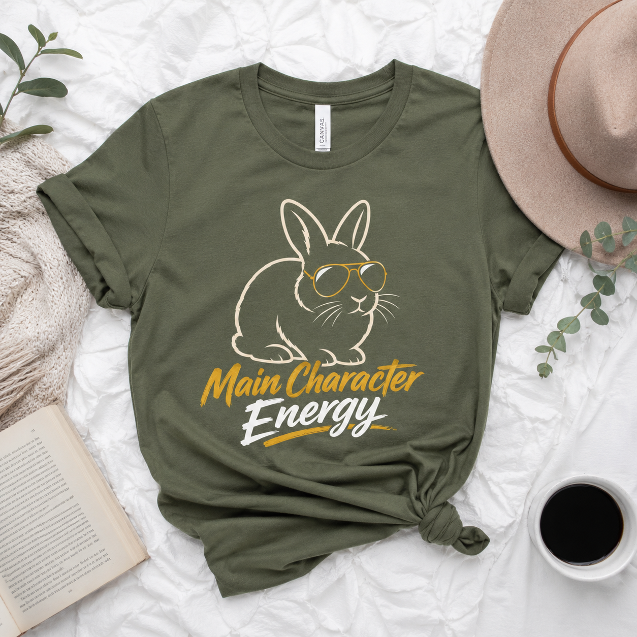 Funny Rabbit Graphic Shirt, Main Character Energy Bunny T-Shirt