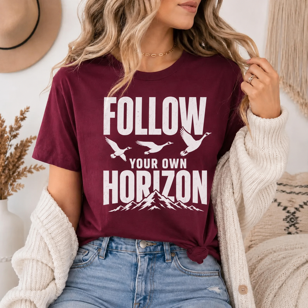 Follow Your Own Horizon T-Shirt, Inspirational Bird Graphic Tee