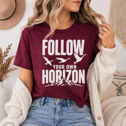 Follow Your Own Horizon T-Shirt, Inspirational Bird Graphic Tee
