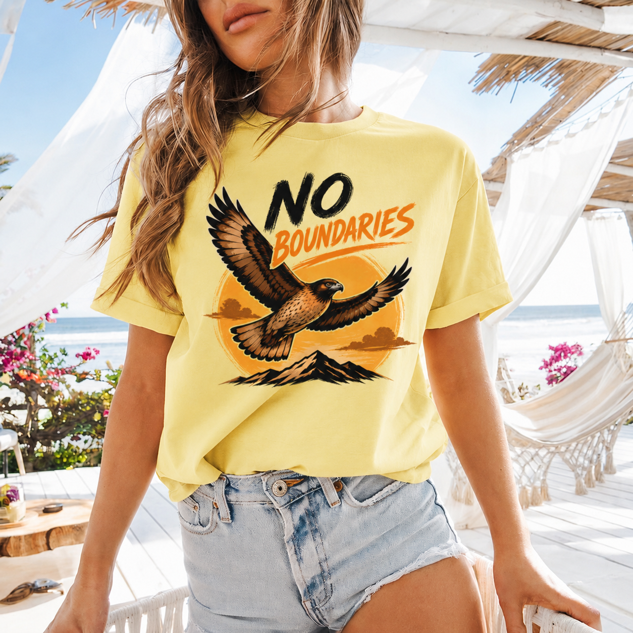 No Boundaries Hawk T-Shirt, Inspirational Bird Graphic Tee