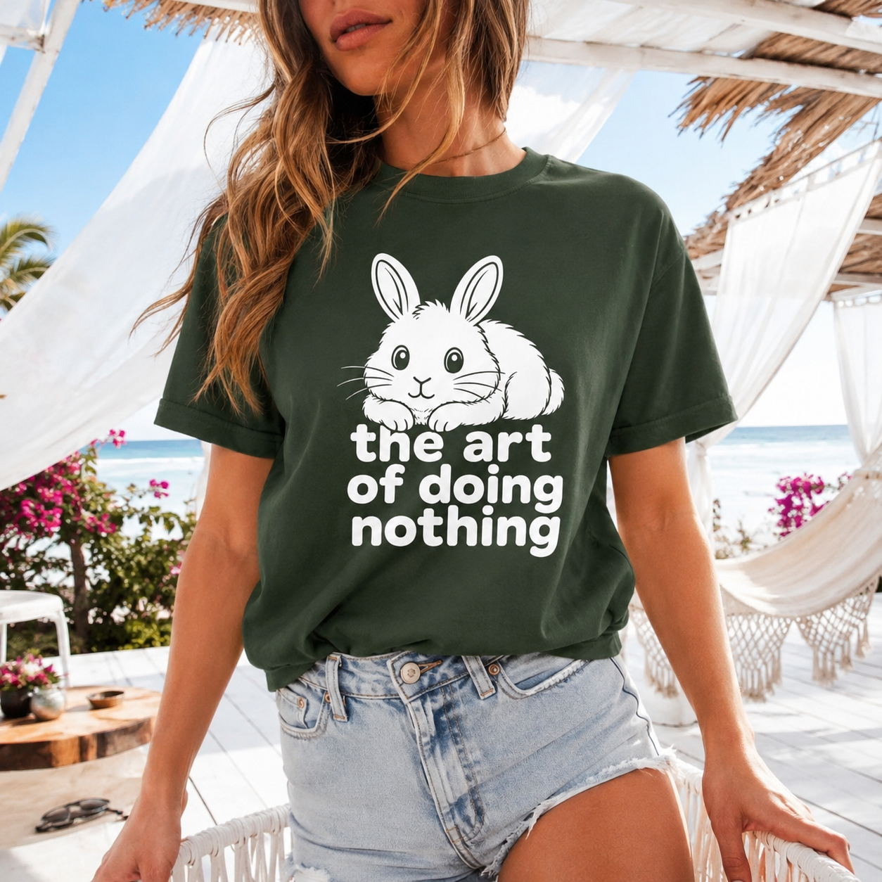 The Art of Doing Nothing Bunny T-Shirt, Funny Rabbit Graphic Tee