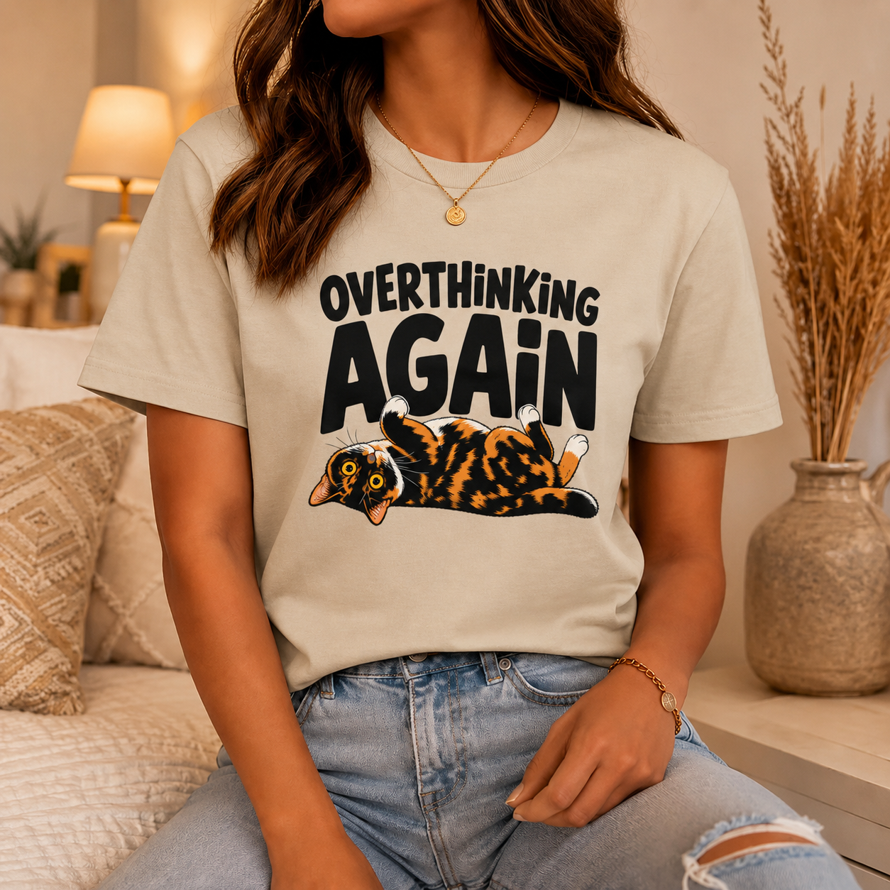 Funny Cat Overthinking T-Shirt, Overthinking Again Shirt