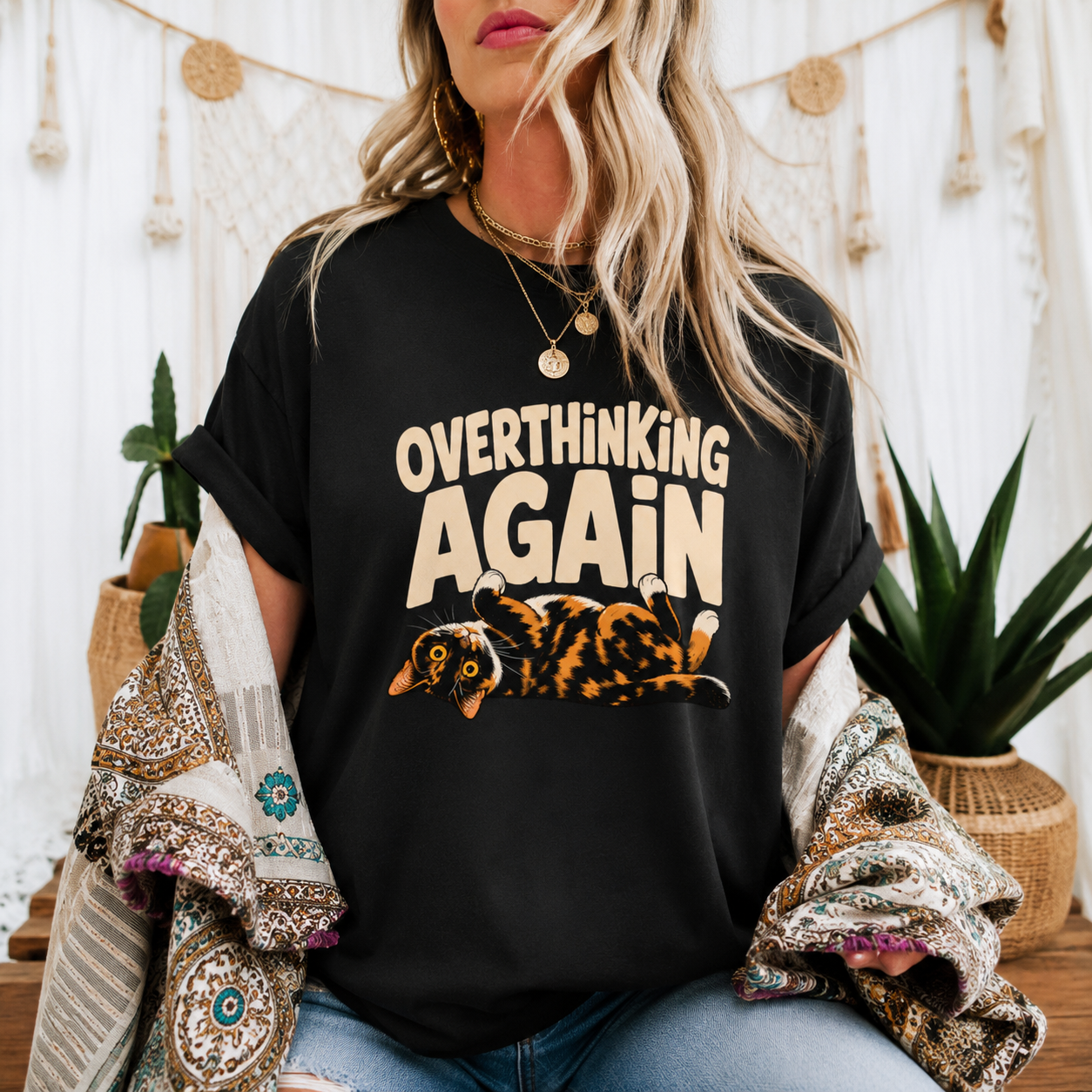 Funny Cat Overthinking T-Shirt, Overthinking Again Shirt