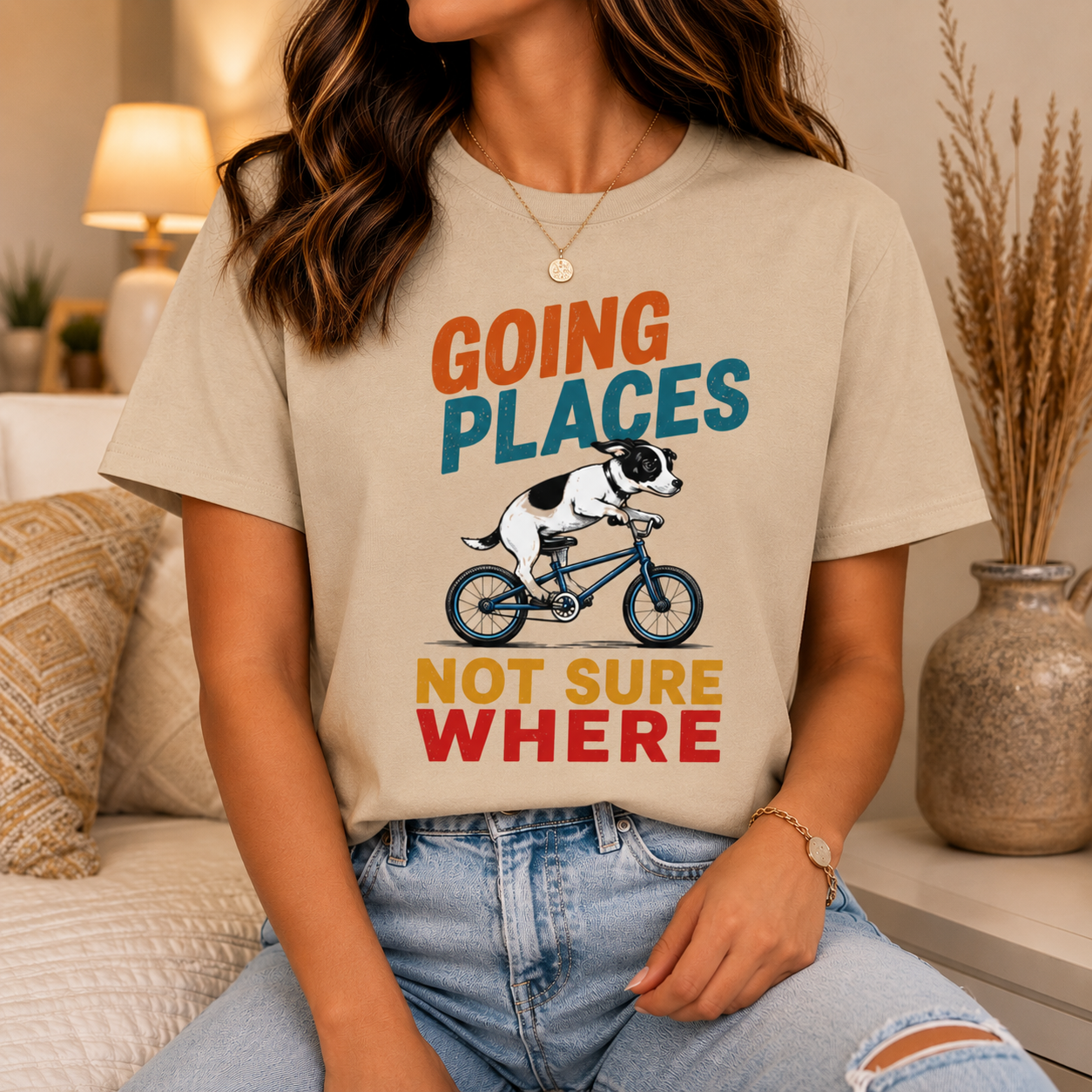 Going Places Dog T-Shirt, Funny Cycling Graphic Tee