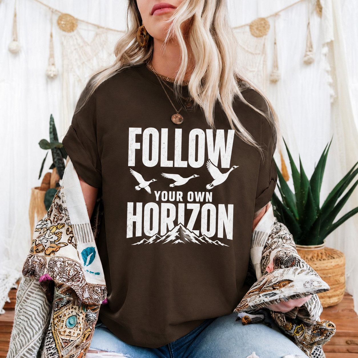 Follow Your Own Horizon T-Shirt, Inspirational Bird Graphic Tee