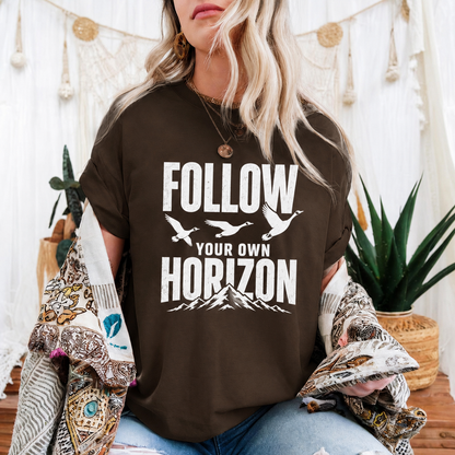 Follow Your Own Horizon T-Shirt, Inspirational Bird Graphic Tee