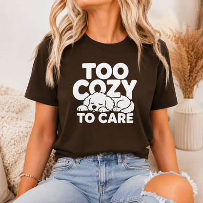 Too Cozy to Care Dog T-Shirt, Funny Sleeping Dog Graphic Tee