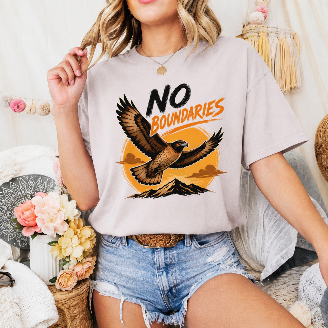 No Boundaries Hawk T-Shirt, Inspirational Bird Graphic Tee