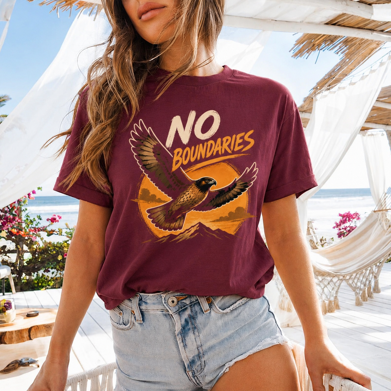 No Boundaries Hawk T-Shirt, Inspirational Bird Graphic Tee
