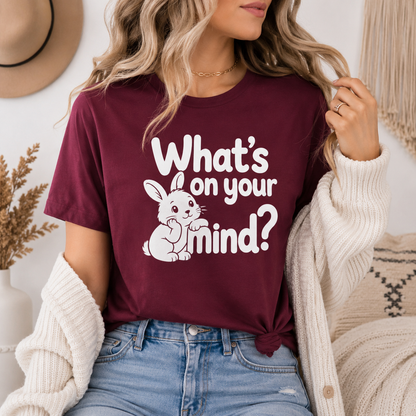 What’s on Your Mind Bunny T-Shirt, Cute Rabbit Graphic Tee