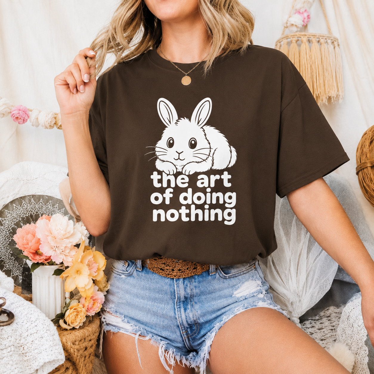 The Art of Doing Nothing Bunny T-Shirt, Funny Rabbit Graphic Tee