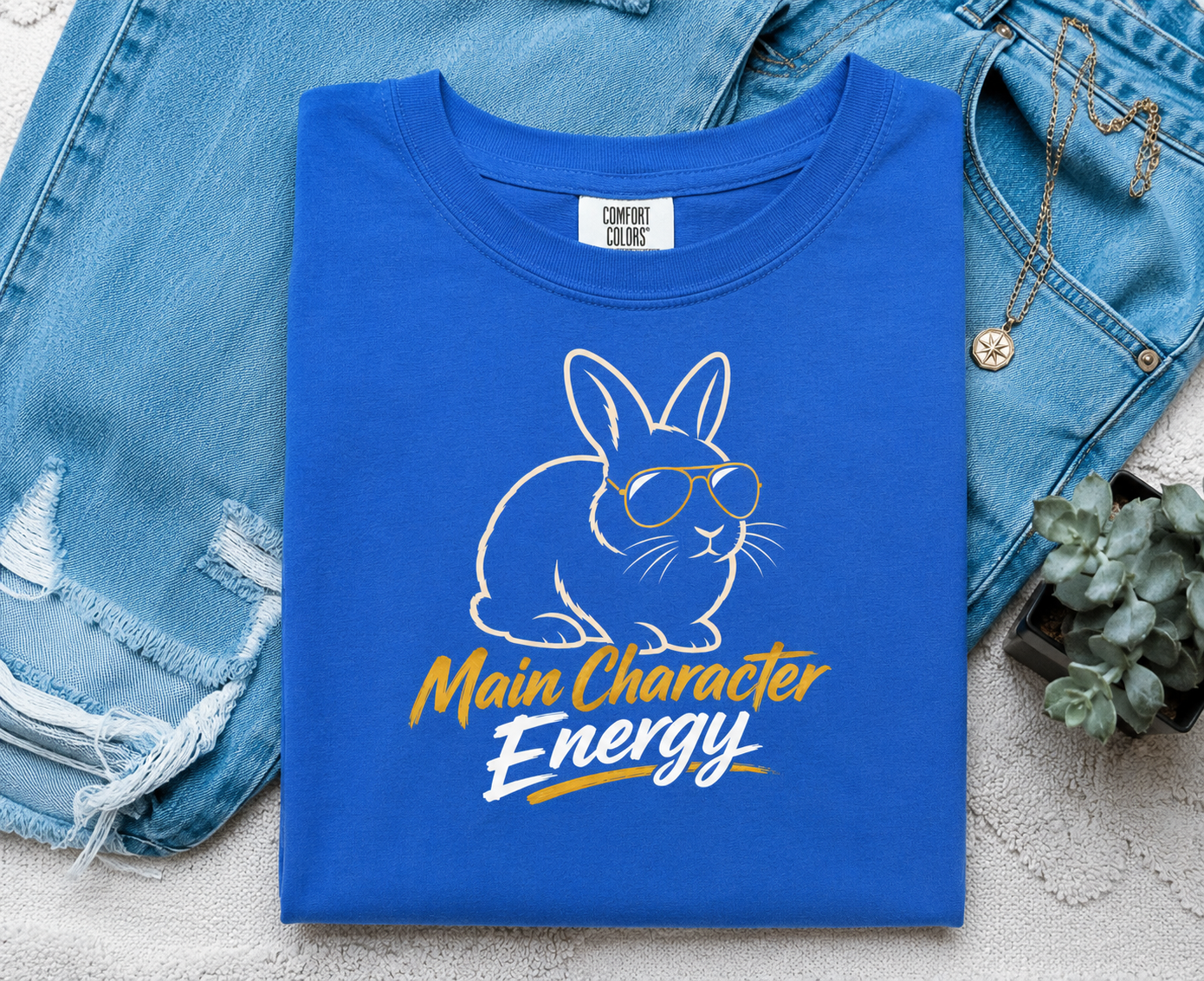Funny Rabbit Graphic Shirt, Main Character Energy Bunny T-Shirt