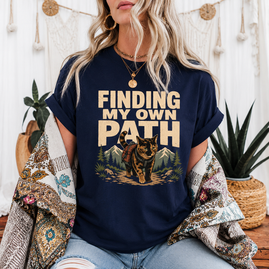 Finding My Own Path Cat T-Shirt, Adventure Hiking Graphic Tee