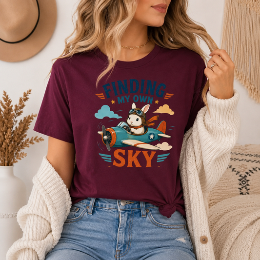 Finding My Own Sky Bunny T-Shirt, Rabbit Pilot Graphic Tee