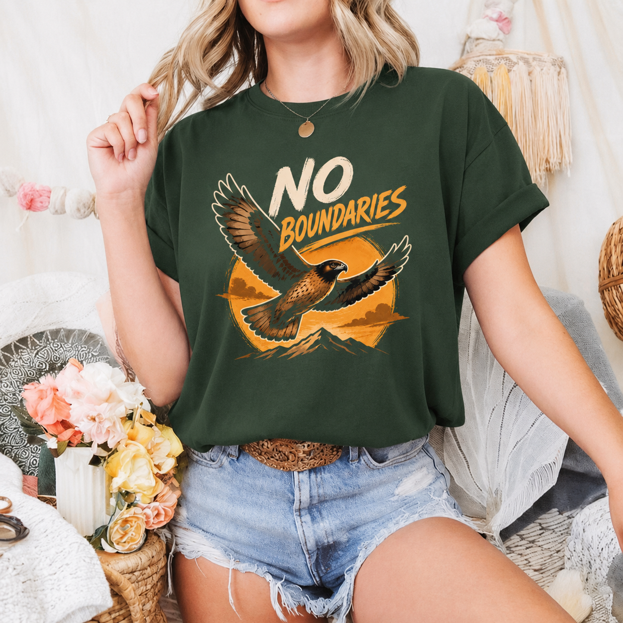 No Boundaries Hawk T-Shirt, Inspirational Bird Graphic Tee