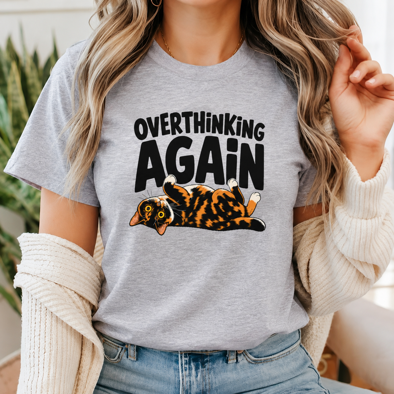 Funny Cat Overthinking T-Shirt, Overthinking Again Shirt