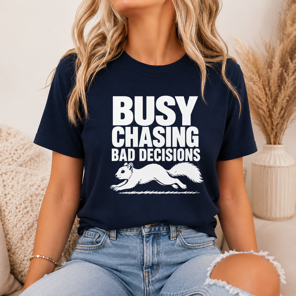 Busy Chasing Bad Decisions Squirrel T-Shirt, Funny Wildlife Tee