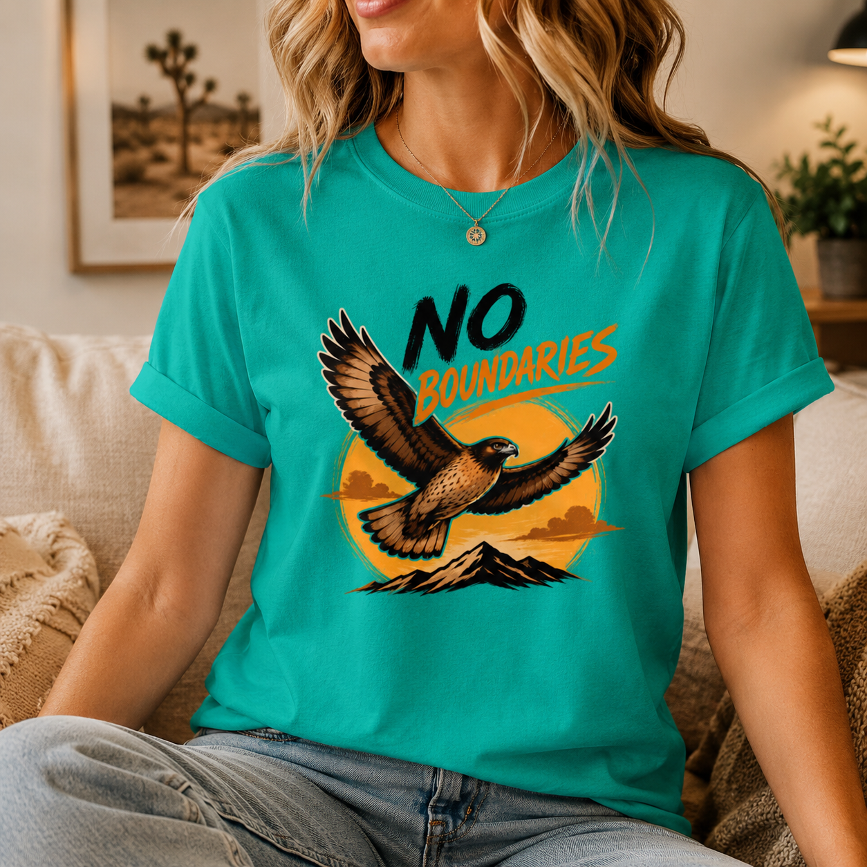No Boundaries Hawk T-Shirt, Inspirational Bird Graphic Tee