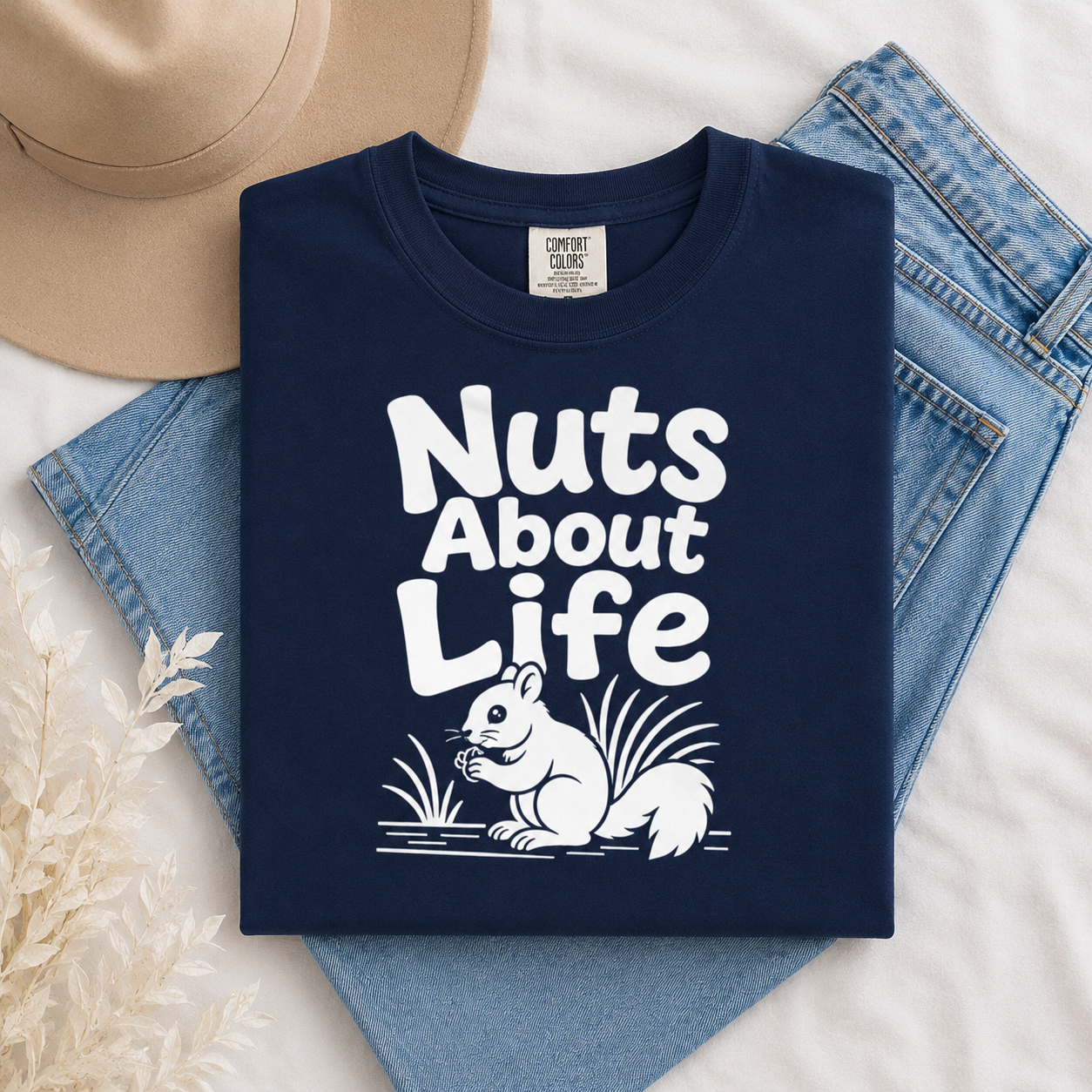 Nuts About Life Squirrel T-Shirt, Funny Animal Graphic Tee