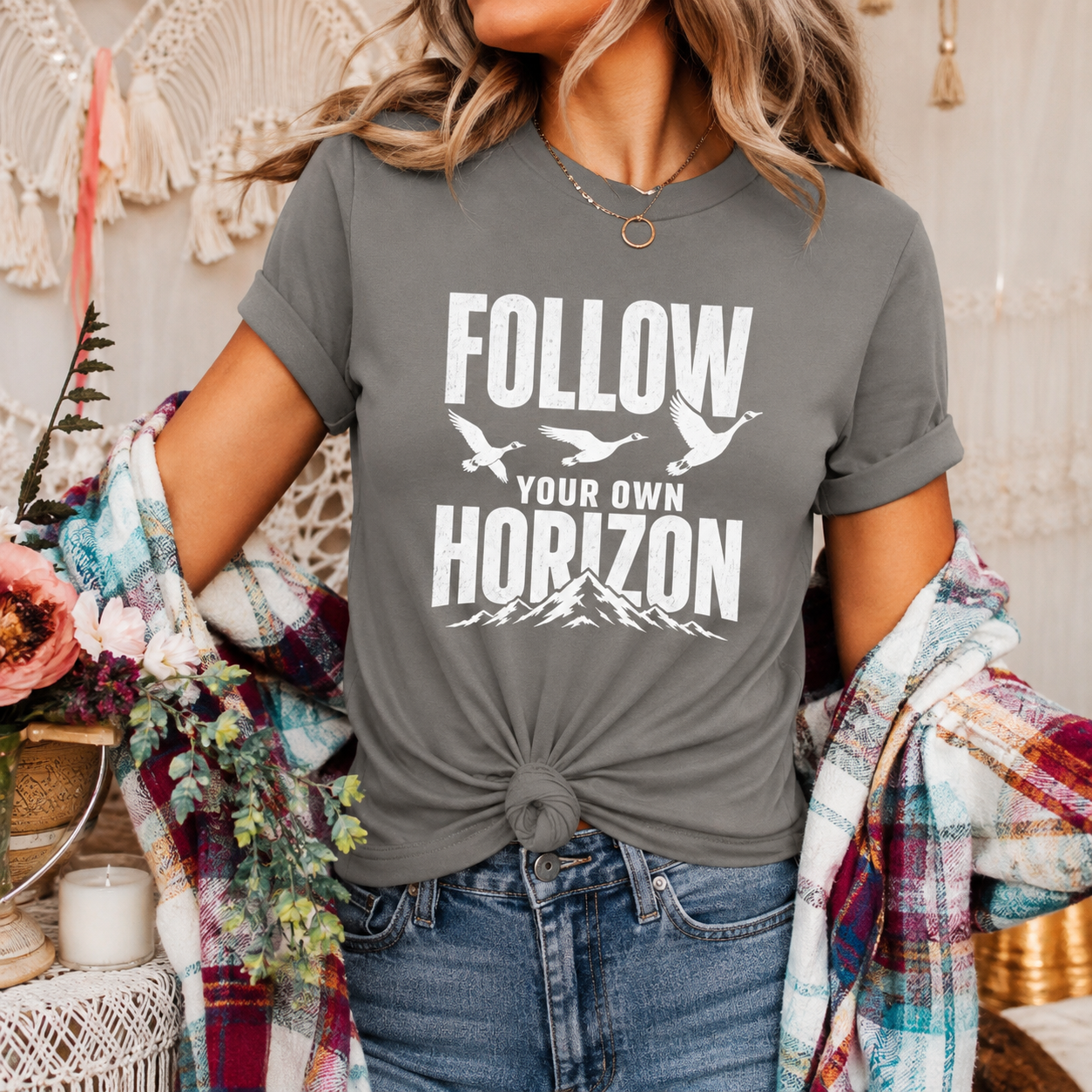 Follow Your Own Horizon T-Shirt, Inspirational Bird Graphic Tee