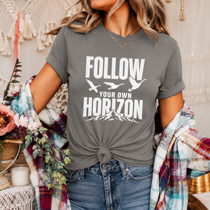 Follow Your Own Horizon T-Shirt, Inspirational Bird Graphic Tee