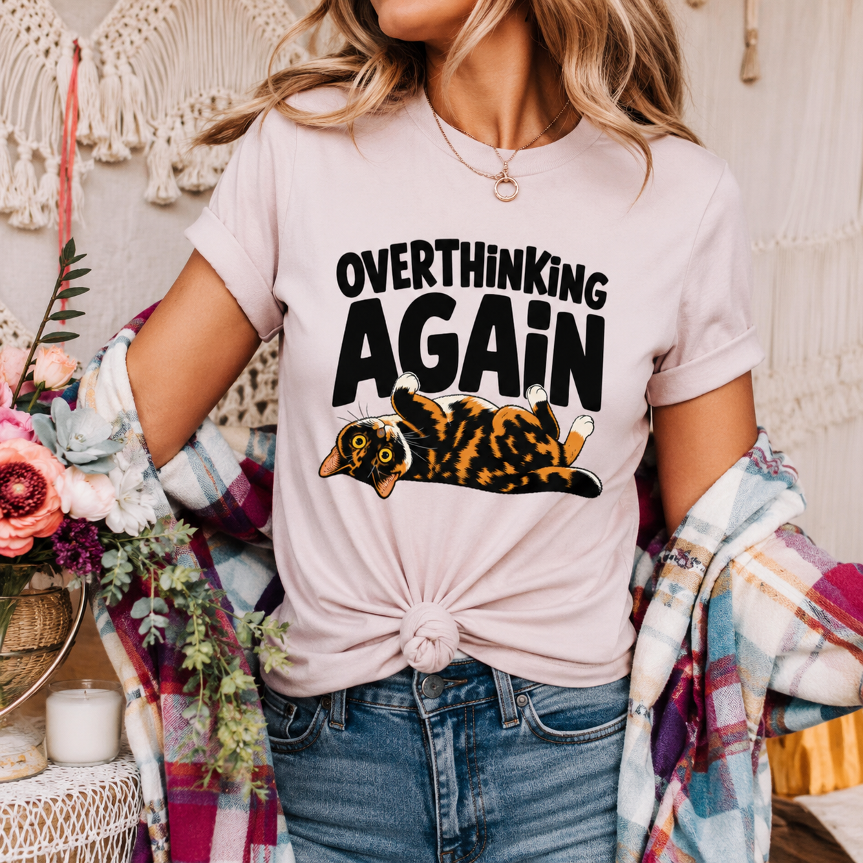 Funny Cat Overthinking T-Shirt, Overthinking Again Shirt