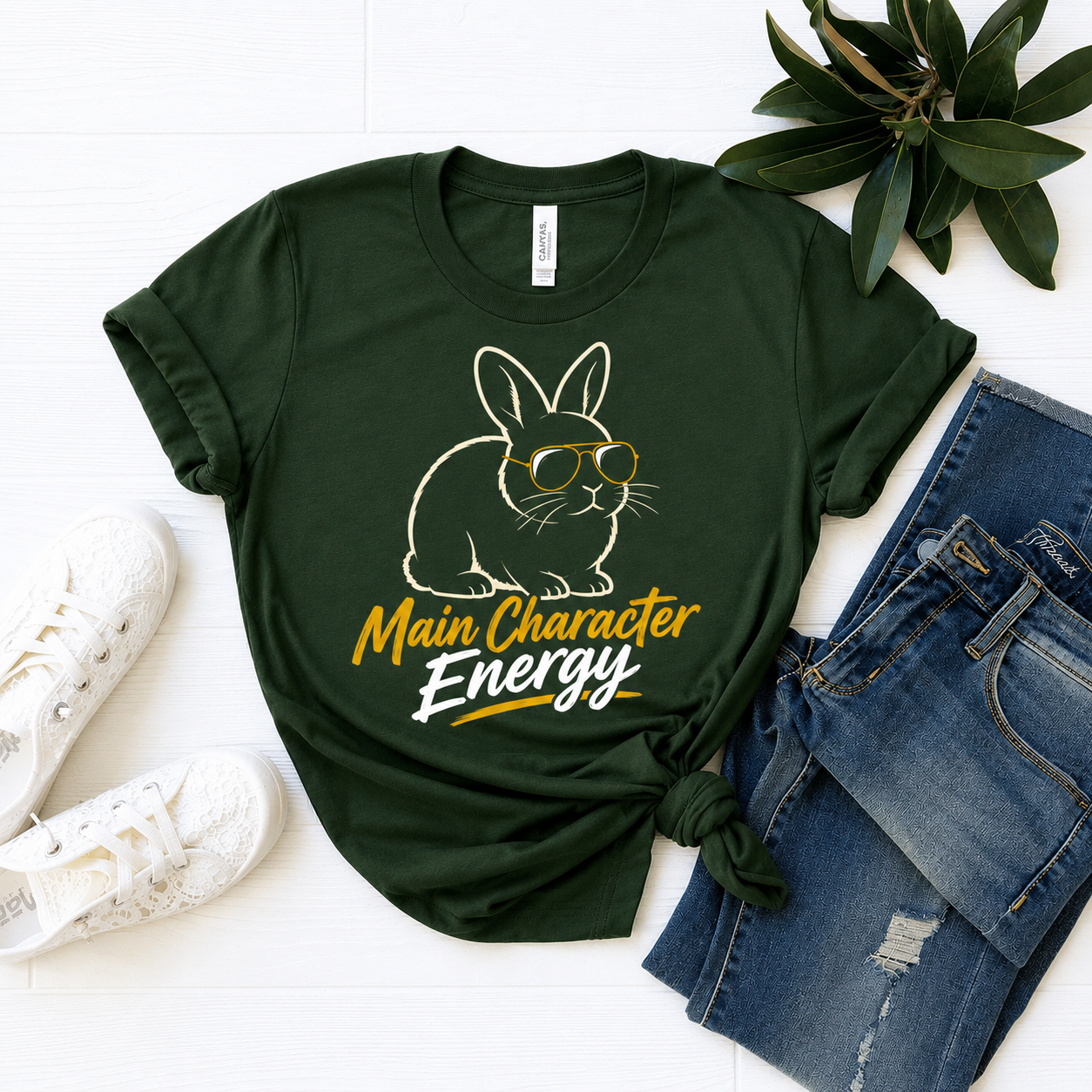 Funny Rabbit Graphic Shirt, Main Character Energy Bunny T-Shirt