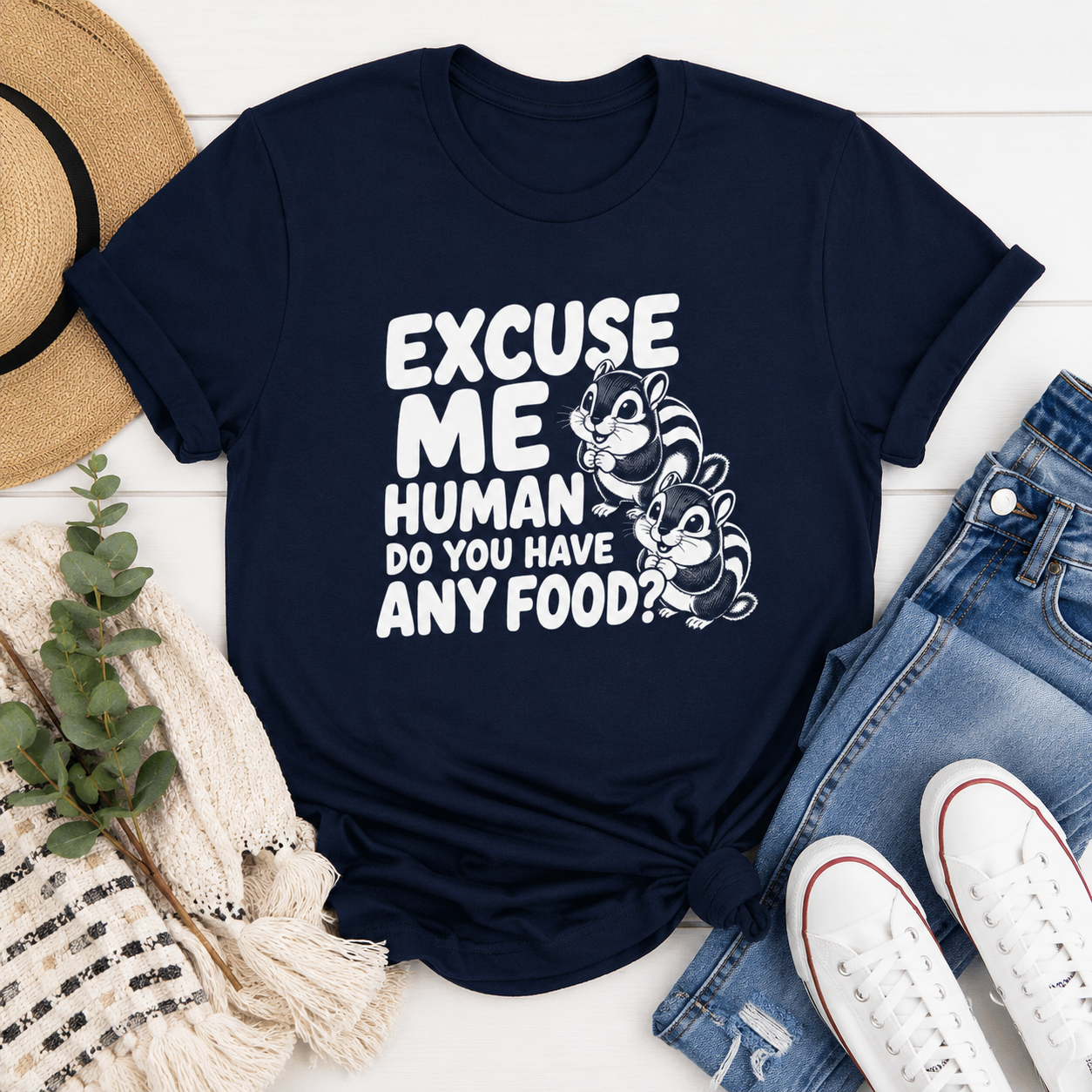 Excuse Me Human Chipmunk T-Shirt, Funny Wildlife Graphic Tee