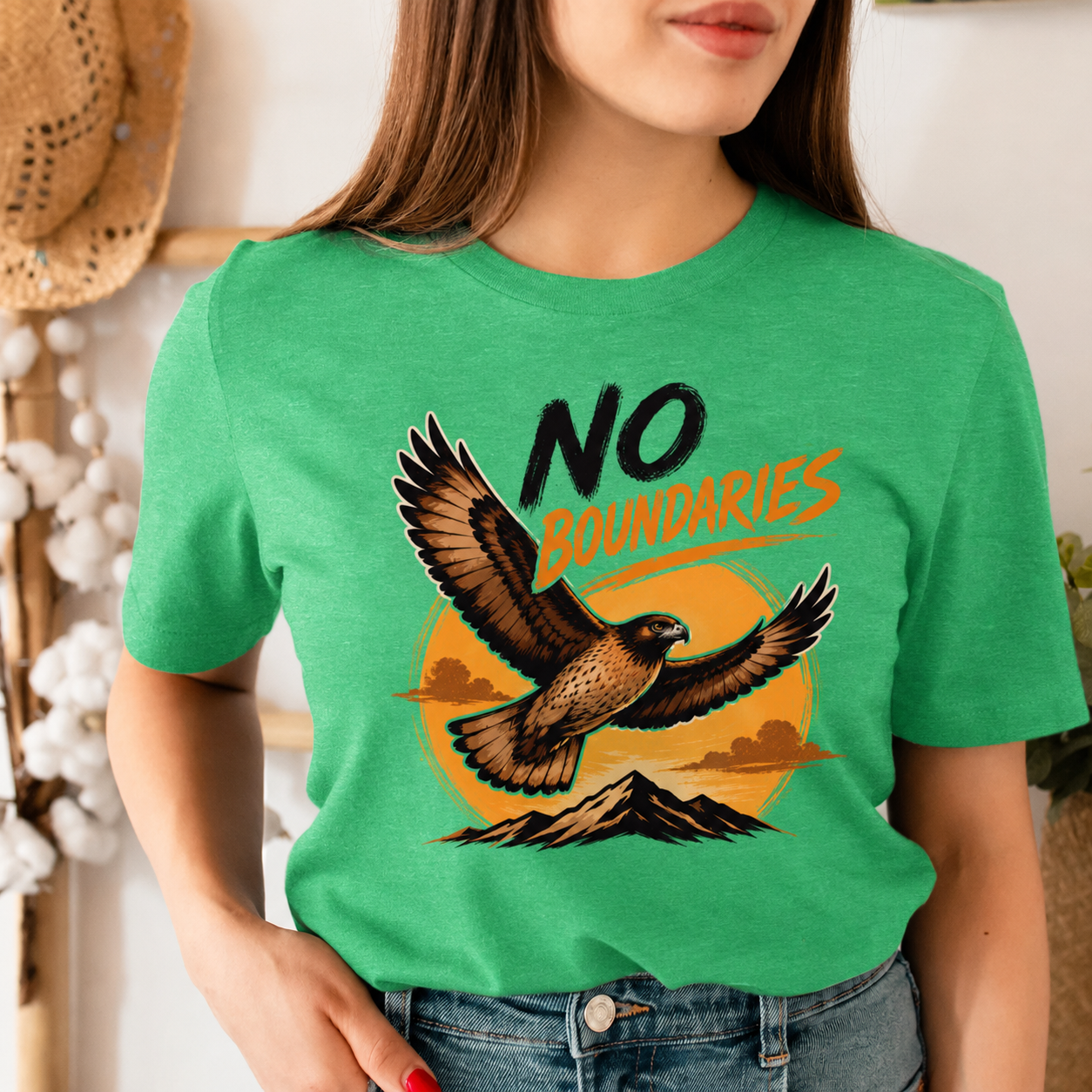 No Boundaries Hawk T-Shirt, Inspirational Bird Graphic Tee