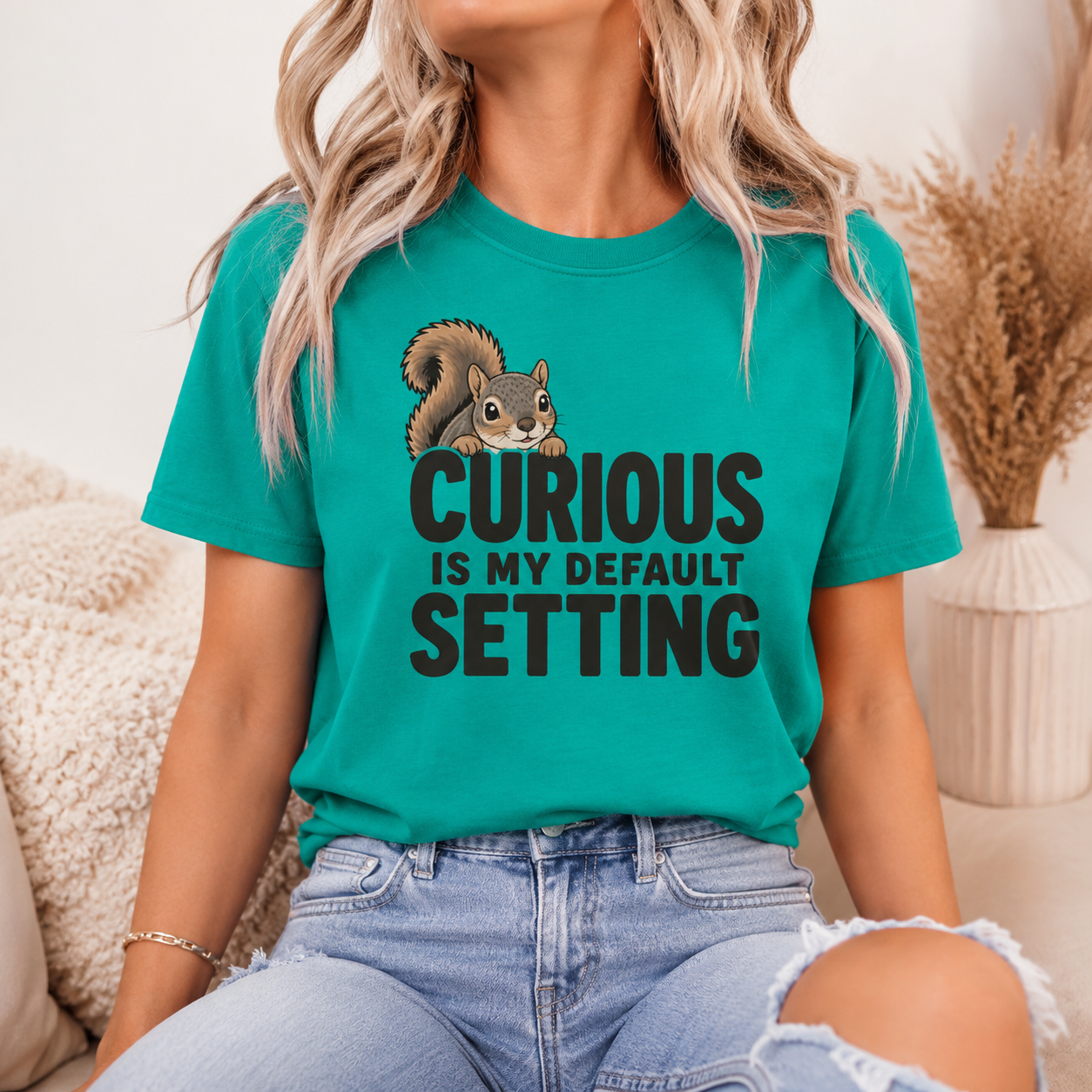 Curious Is My Default Setting Squirrel T-Shirt, Funny Animal Graphic Tee
