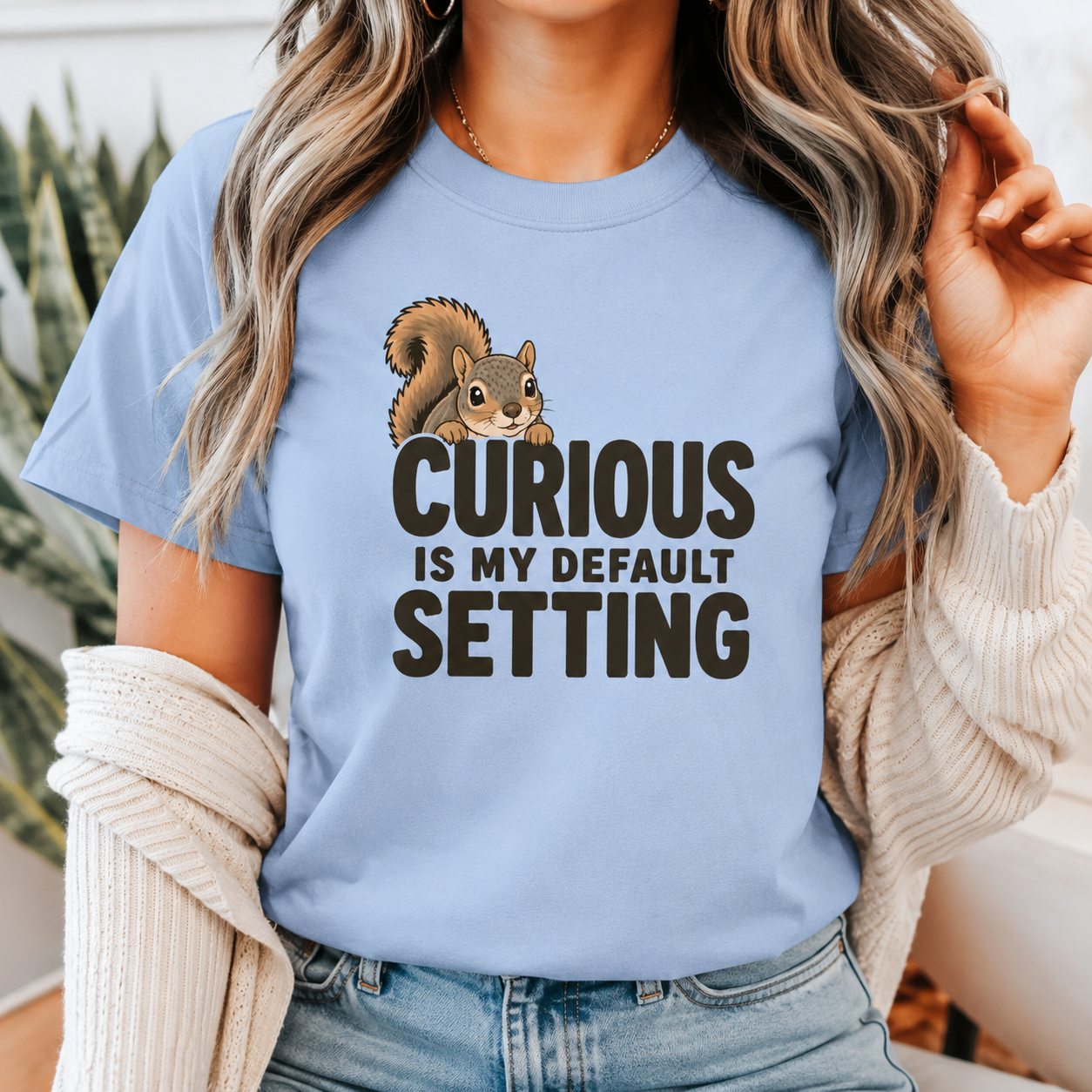Curious Is My Default Setting Squirrel T-Shirt, Funny Animal Graphic Tee