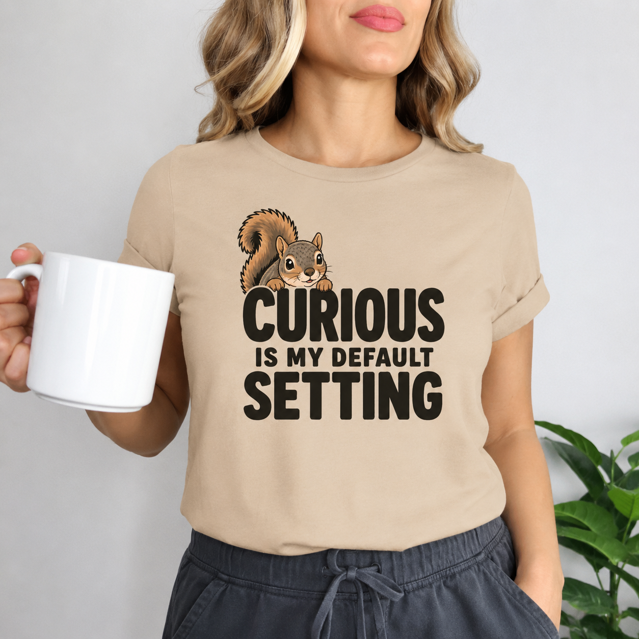 Curious Is My Default Setting Squirrel T-Shirt, Funny Animal Graphic Tee