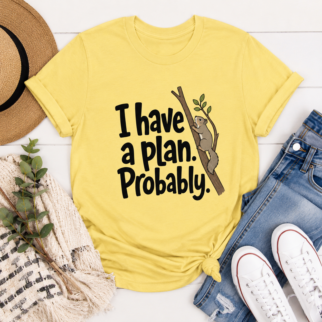 Funny Squirrel T-Shirt, I Have A Plan Probably Shirt