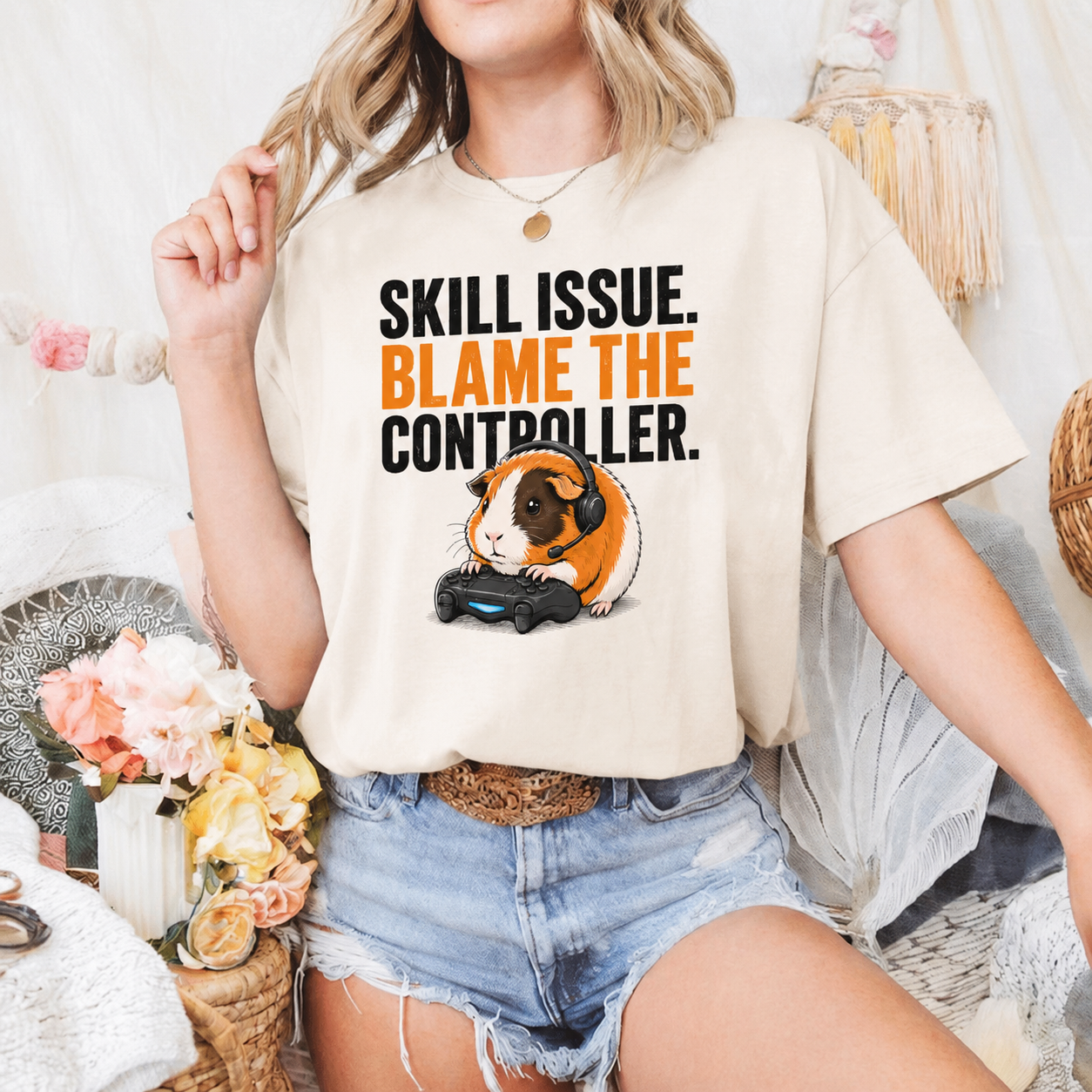 Funny Guinea Pig Gamer T-Shirt, Skill Issue Shirt